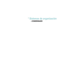 * Sistemas de organización
- CONDENSADO
 