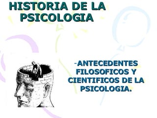 HISTORIA DE LA PSICOLOGIA ,[object Object]