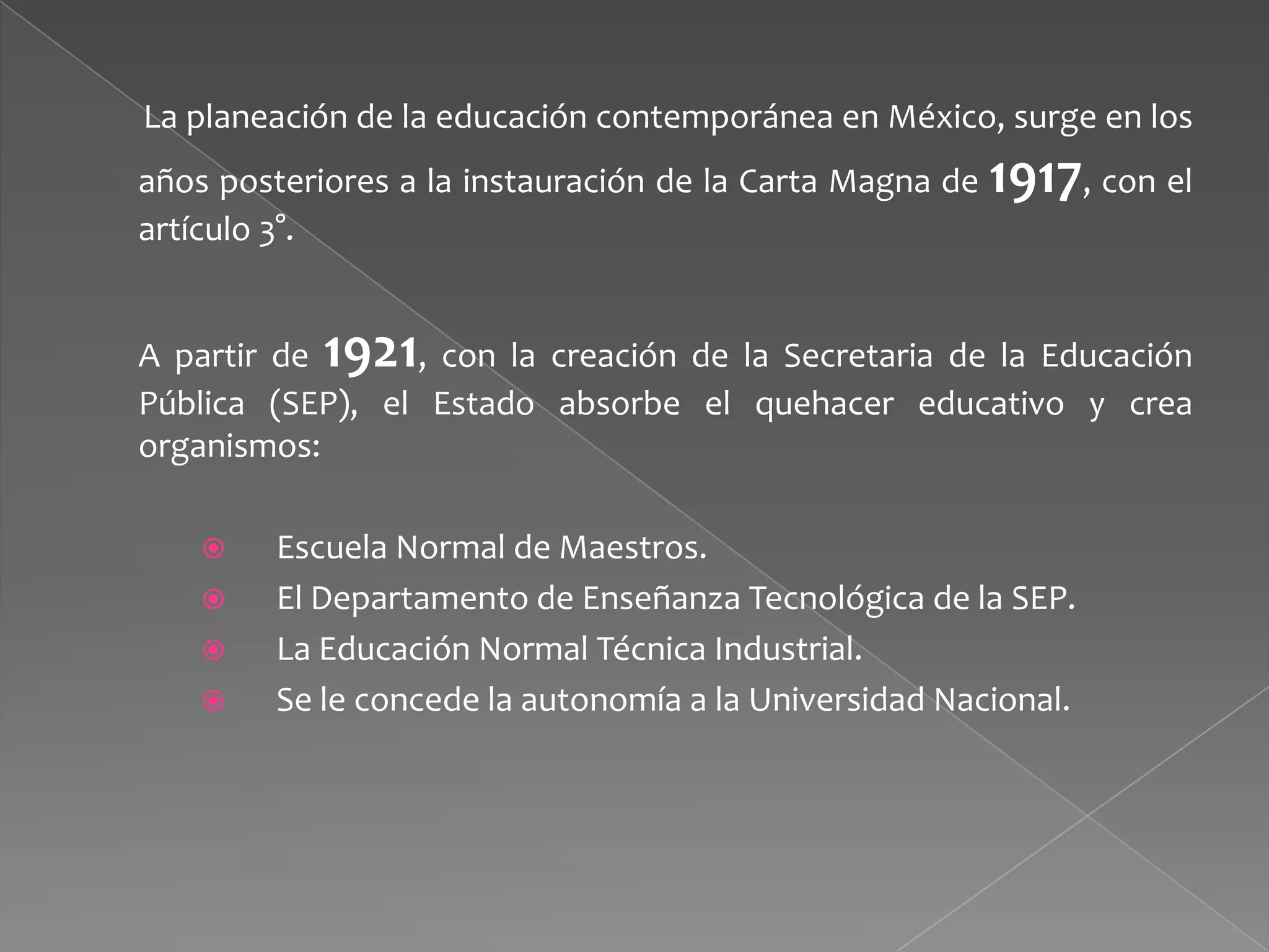 Antecedentes de la planeación educativa en méxico | PPTX