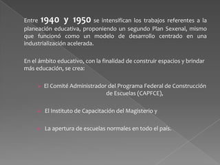 Antecedentes de la planeación educativa en méxico | PPTX