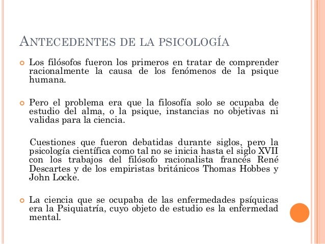 Antecedentes de la psicologia