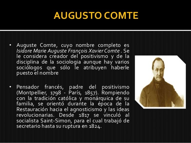 Antecedentes de la sociologia, desarrollo historico, comte