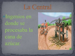 La CentralIngenios en donde se procesaba la cana de azúcar.