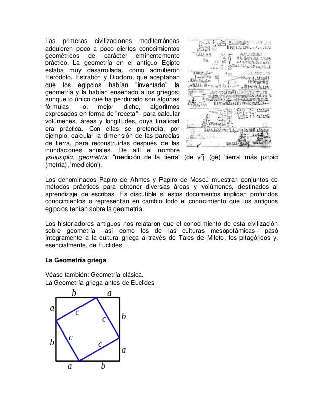 Antecedentes históricos de la geometría Antecedentes históricos de la geometría