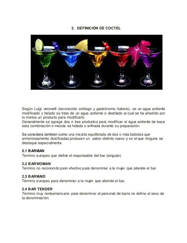 Antecedentes históricos y origen de la cocteleria