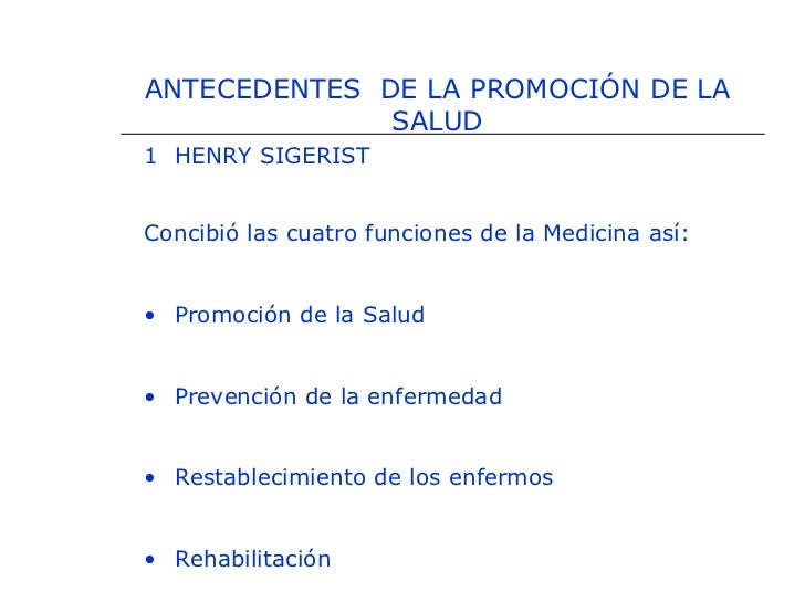 Antecedentes promoción de la salud Antecedentes promoción de la salud