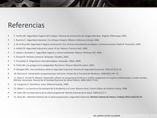 Referencias


1. Cortés JM. Seguridad e higiene del trabajo. Técnicas de prevención de riesgos laborales. Bogotá: Alfaomega; 2002.



2. Ramírez C. Seguridad industrial. Un enfoque integral. México: Ediciones Limusa; 1986.



3. De la Poza JM. Seguridad e higiene profesional. Con normas comunitarias europeas y norteamericanas. Madrid: Paraninfo; 1990.



4. Asfahl CR. Seguridad industrial y salud. 4ª ed. México: Prentice Hall; 2000.



5. Letayf J, González C. Seguridad, higiene y control ambiental. México: McGraw-Hill; 1994.



6. Durand R. Historia universal. Arequipa: Faraday; 2005.



7. Fernández E. Diagnóstico neuropsicológico. Arequipa: UNSA; 2000.



8. Finley MI. Los griegos en la antigüedad. Barcelona: Nueva Colección Labor; 1982.



9. Obregón MG. Una semblanza sobre la seguridad industrial. Revista de Seguridad Industrial. 2003;10 (2):9-19.



10. Ramírez A. Intoxicación ocupacional por mercurio. Anales de la Facultad de Medicina. 2008;69(1):46- 51.



11. Rivas F, Vicuña N, Wong S. Exposición urbana no ocupacional al plomo y niveles sanguíneos en mujeres embarazadas y recién nacidos,
Mérida, Venezuela. Revista de la Facultad Nacional de Salud Pública. 2000;18(2):73-81.



12. Congrains E. Científicos. Lima: Editorial Gacela; 1980.



13. Babini J. La ciencia en los tiempos de la Academia y el Liceo. Buenos Aires: Centro Editor de América Latina; 1968.



14. Kales SN. La importancia de la salud ocupacional. Revista Ciencias de la Salud. 2004;2(1):5-7.



15. Arias W.L. Revisión histórica de la salud ocupacional y seguridad industrial, Revista Cubana de Salud y Trabajo 2012;13(3):45-52

ING. ANDRES CASTRO VILLAGRAN

 
