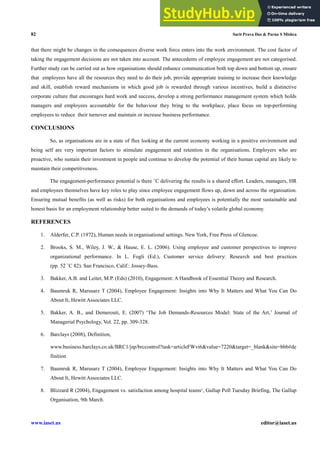 ANTECEDENTS AND CONSEQUENCES OF EMPLOYEE ENGAGEMENT A CRITICAL ANALYSIS ...