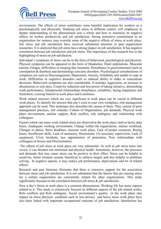 Antecedents of job stress and its impact on job | PDF