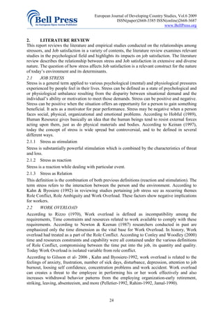 Antecedents of job stress and its impact on job | PDF