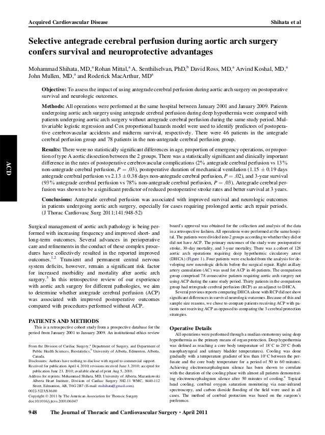 antegrage cerebral perfusion