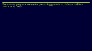 Exercise for pregnant women for preventing gestational diabetes mellitus
Han S et al, 2015
 
