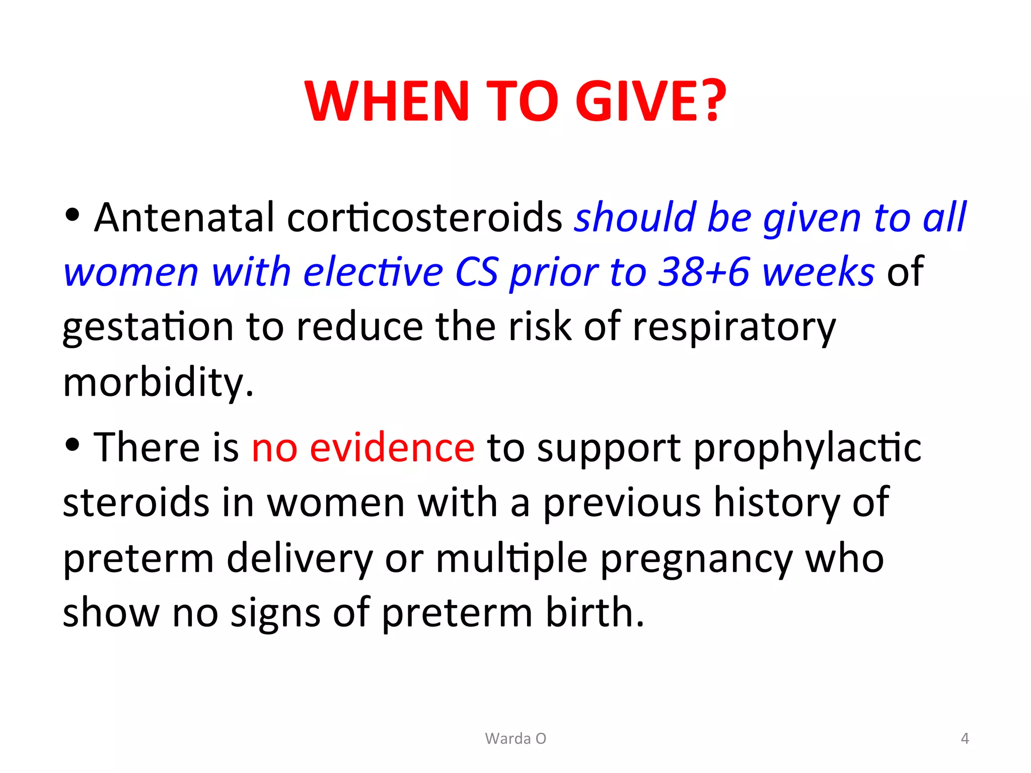 Antenatal corticosteroid warda | PDF