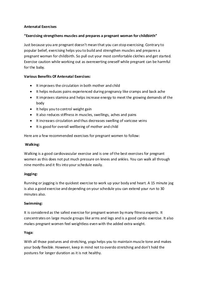 Post natal exercises