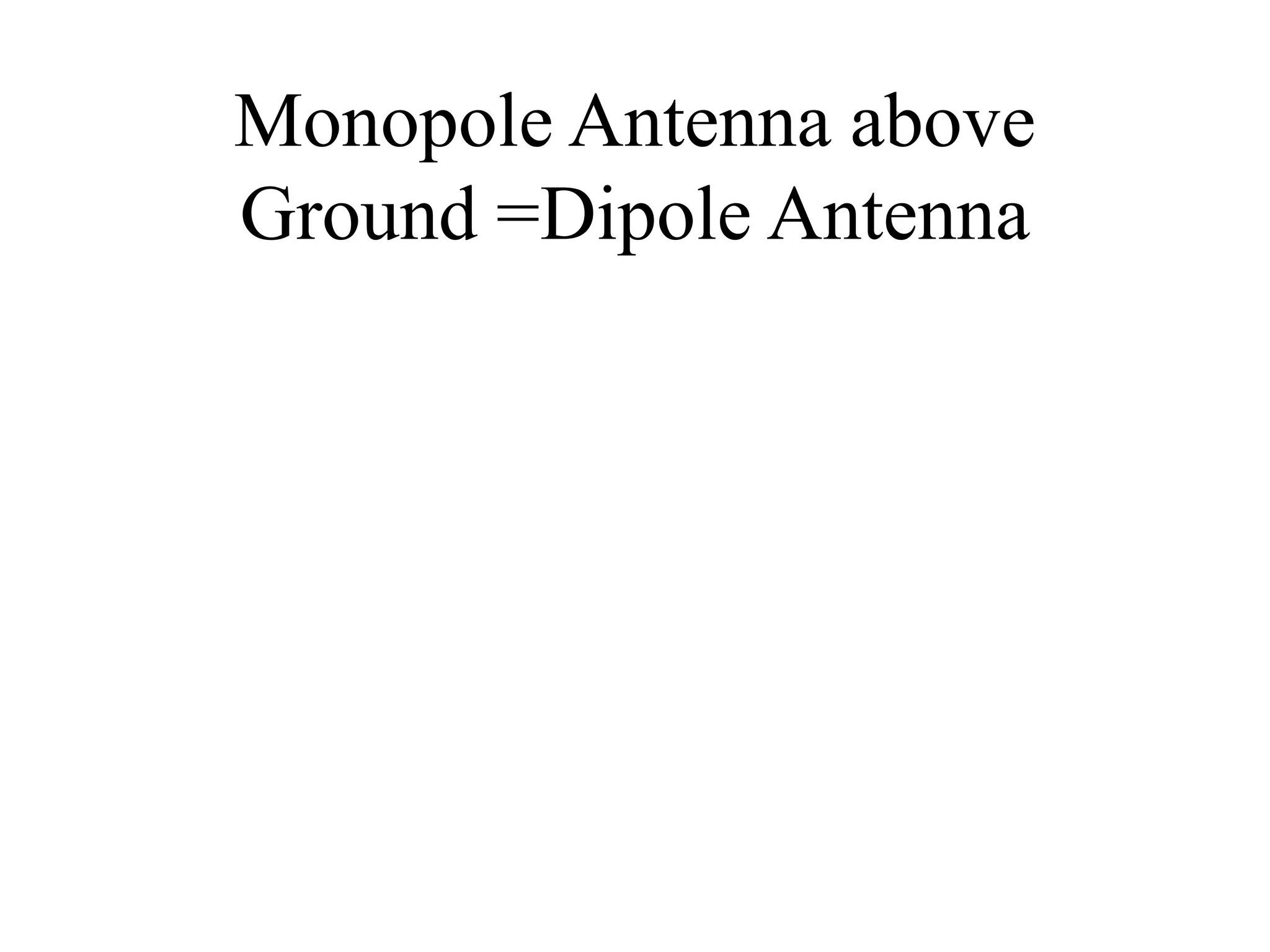 Monopole Antenna above
Ground =Dipole Antenna
 