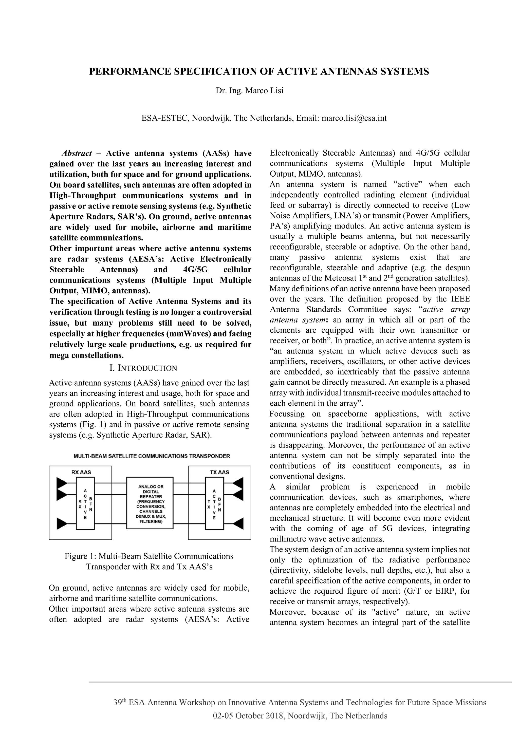 "Performance Specification of Active Antenna Systems" | PDF | Space and ...