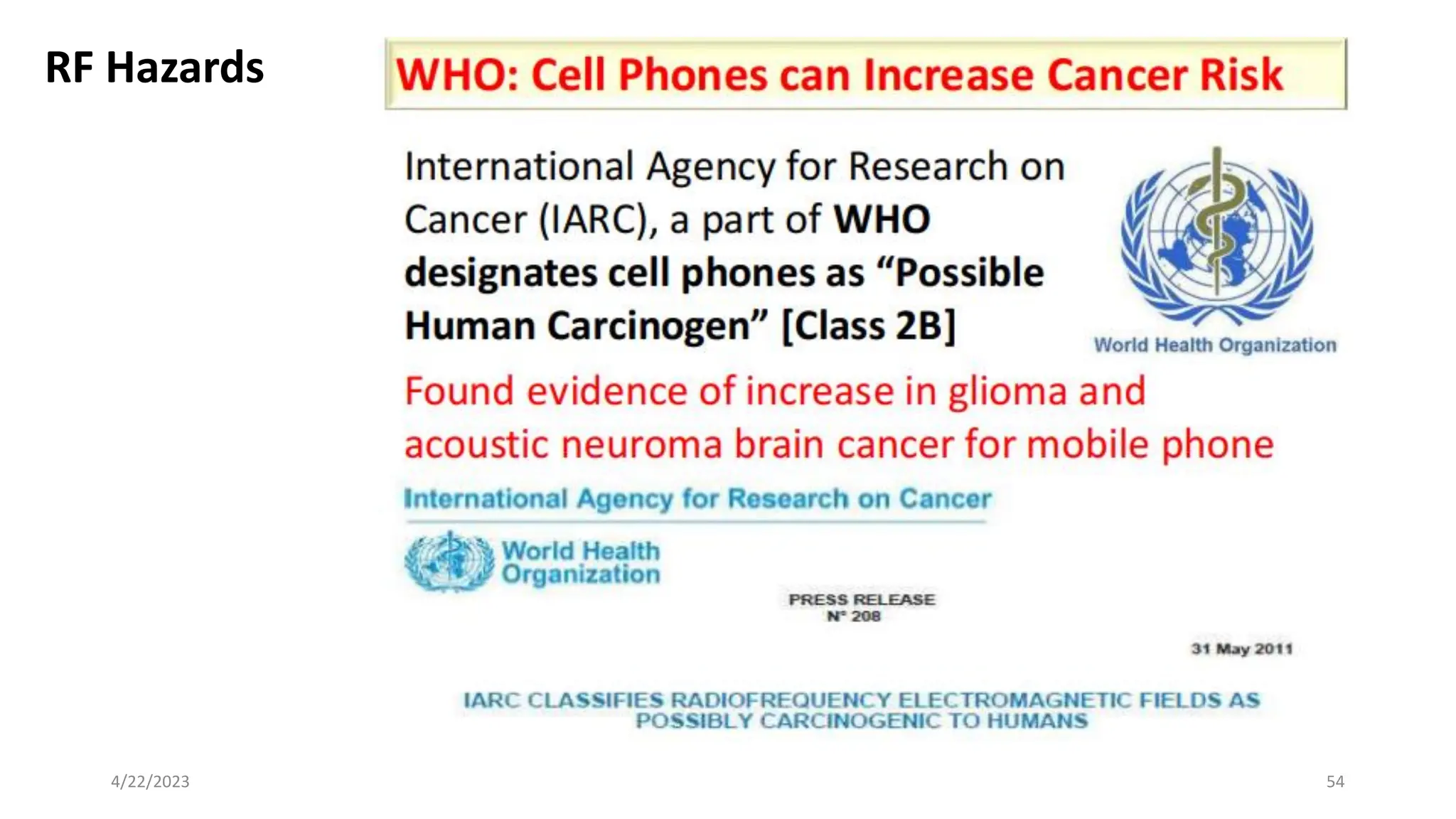 RF Hazards
54
4/22/2023
 