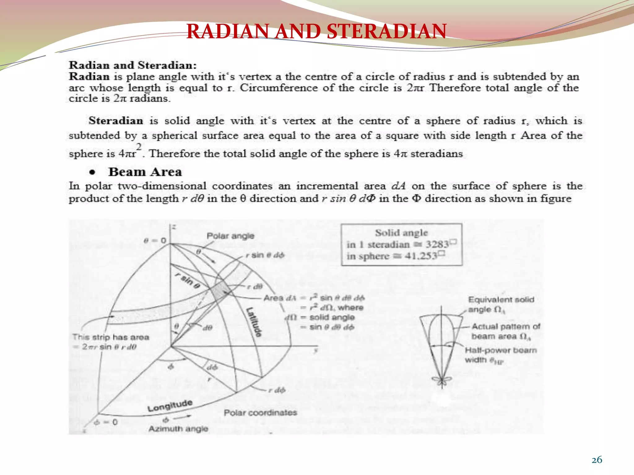 RADIAN AND STERADIAN
26
 