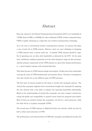 Antenna study and design for ultra wideband communications apps | PDF