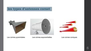 Les cornes pyramidales Les cornes coniquesLes cornes exponentielles
les types d’antennes cornet
6
 