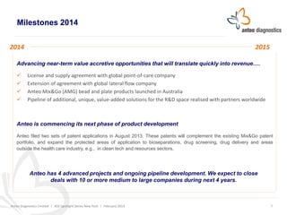 Milestones 2014
2014

2015

Advancing near-term value accretive opportunities that will translate quickly into revenue….
...