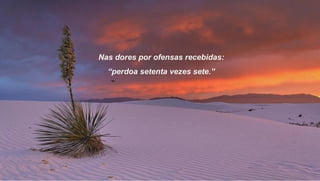 Nas dores por ofensas recebidas:
  “perdoa setenta vezes sete.”
 