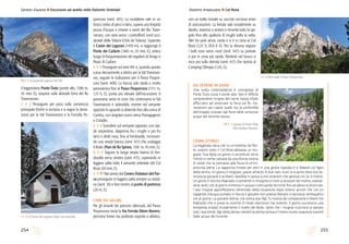 255254
Sentieri d’autore l Escursioni ad anello nelle Dolomiti Orientali
con un tratto iniziale su zoccolo roccioso privo
di assicurazioni. La ferrata sale inizialmente su
diedro, traversa a sinistra e rimonta tutto lo spi-
golo fino allo spallone di mughi sotto la vetta.
Altri tre pioli senza corda e si è in cima al Col
Rosà (1,15 h, EEA II 4). Per la discesa seguire
i bolli rossi verso nord (sent. 447) su pietraie
e poi in zona più ripida. Rientrati nel bosco si
esce poi sulla sterrata (sent. 417) che riporta al
Camping Olimpia (1,45, E).
il leggendario Ponte Òuto (ponte alto, 1380 m,
45 min, E), sospeso sulla abissale forra del Ru
Travenanzes.
1 V 2 Proseguire per poco sulla carrareccia
principale finché si incrocia e si segue la devia-
zione per la Val Travenanzes e la Forcella Po-
sporcora (sent. 401). La mulattiera sale in un
bosco misto di pecci e larici, supera una limpida
pozza d’acqua e rimane a ovest del Rio Trave-
nanzes, con vista verso i contrafforti nord occi-
dentali delle Tofane (Orte de Tofana). Superato
il Casòn dei Lagusiei (1470 m), si raggiunge il
Ponte dei Cadorìs (1483 m, 25 min, E), antico
luogo di frequentazione dei regolieri di Vinigo e
Peaio di Cadore.
2 V 3 Proseguire sul sent 401 e, quando questo
curva decisamente a destra per la Val Travenan-
zes, seguire le indicazioni per il Passo Pospor-
cora (sent. 408). La traccia sale ripida e molto
panoramica fino al Passo Posporcora (1711 m,
1,15 h, E), punto più elevato dell’escursione. Il
panorama verso le cime che contornano la Val
Travenanzes è splendido, mentre nel versante
opposto lo sguardo si distende fino alla conca di
Cortina, con singolari scorci verso Pomagagnon
e Cristallo.
3 V 4 Scendere sul versante opposto, con ripi-
de serpentine, dapprima fra i mughi e poi fra
larici e abeti rossi, fino al fondovalle, incrocian-
do una strada bianca (sent. 417) che costeggia
il Boite (Pian de Ra Spines, 1301 m, 45 min, E).
4 V 5 Seguire la lunga strada bianca di fon-
dovalle verso sinistra (sent. 417), superando in
leggera salita tutto il versante orientale del Col
Rosà (30 min, E).
5 V PP Nei pressi del Centro Visitatori del Par-
co proseguire in leggera salita sempre su stradi-
na (sent. 10) e fare rientro al punto di partenza
(20 m, E).
CIME DA SALIRE
Per gli amanti dei percorsi attrezzati, dal Passo
Posposcora inizia la Via Ferrata Ettore Bovero,
percorso breve ma piuttosto esposto e atletico,
Dolomiti Ampezzane l Col Rosà
DA VEDERE IN ZONA
Una sosta contemplativa è consigliata al
Ponte Òuto ossia il ponte alto. Non è difficile
comprendere l’origine del nome, basta infatti
affacciarsi ad osservare la forra sul Ru Tra-
venanzes per capire quale sia la profondità
dell’intaglio scavato dal fluire delle rumorose
acque del torrente stesso.
CENNI STORICI
La leggenda narra che su un’isoletta nel Boi-
te, proprio sotto il Col Rosà abitasse un mu-
gnaio. Sua figlia un giorno si avventurò verso
Felizòn e venne salvata da una donna vestita
di verde che la sottrasse alla forza di un’im-
provvisa piena. La ragazzina rimase per anni in una grotta riparata e si fidanzò col figlio
della donna. Un giorno il mugnaio, grazie all’aiuto di due nani, riuscì a scoprire dove era na-
scosta la giovane e la liberò, dandola in sposa a uno straniero che gestiva con lui il mulino.
Un giorno il vecchio fidanzato si presentò in incognito e iniziò a lavorare nel mulino, stando-
sene sedici ore al giorno immerso in acqua e utilizzando tecniche fino ad allora sconosciute.
I due mugnai approfittarono oltremodo della situazione dopo essersi accorti che con un
rigagnolo d’acqua puntato in faccia il giovane non poteva liberarsi e lavorava ventiquattro
ore al giorno. La giovane donna, che aveva due figli, fu mossa da compassione e liberò l’ex
fidanzato che si prese la rivincita in modo silenzioso ma violento. Il giorno successivo una
tempesta innalzò brutalmente il livello del Boite, tanto che i mugnai riuscirono a salvare
solo i due bimbi, figli della donna, mentre la donna stessa e l’intero mulino sparirono travolti
dalle acque del torrente.
PPV 1 Canyon al Ponte Òuto
(foto Andrea Pizzato).
PPV 1 La possente sagoma del Taè.
3V 4 Poco sotto il Passo Posporcora.
1V 12 Il Casòn dei Lagusiei dopo una nevicata.
 