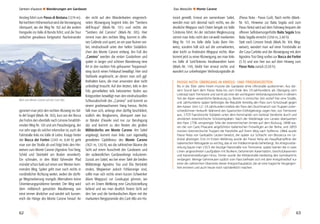 6362
rizont genießt. Erneut am namenlosen Sattel,
wendet man sich diesmal nach rechts, wo die
deutliche Wegspur nach Osten bergab ins Valle
S.Antonio führt. An der nächsten Wegkreuzung
nimmt man links nicht den rot-weiß markierten
Weg Nr. 113 ins Valle della Scala (kein Hin-
weis), sondern hält sich auf der unmarkierten,
aber leicht zu findenden Wegspur rechts. Man
kommt jetzt zu einer Abzweigung, wo man links
ins Valle di Sant’Antonio hinabwandern kann
(Mark.-Nr. 114), bleibt hier erneut rechts und
wandert zur unbefestigten Verbindungstraße ab
(Passo Nota - Passo Guil). Nach rechts (Mark.-
Nr. 421, Hinweise zur Baita Segala und zum
Passo Nota) wird auf dem Fahrweg bequem die
offenen Selbstversorgerhütte Baita Segala bzw.
Baita Segalla erreicht (1250 m, 2,40 h).
Statt nach Limone hinab (Mark.-Nr. 104, Weg-
weiser), wandert man auf einer Forststraße an
der Casa Carlotta und der Abzweigung mit dem
Agostino Tosi-Steig vorbei zur Bocca dei Fortini
(3 h) und von hier aus auf dem Hinweg zum
Passo Nota zurück (3,50 h).
Anstieg führt zum Passo di Bestana (1274 m).
Bei leichtem Höhenverlust wird die Verzweigung
überquert, wo der Weg Nr. 102 auf die andere
Hangseite ins Valle di Bondo führt, und die Tour
zielsicher geradeaus fortgesetzt. Nacheinander
ignoriert man jetzt den rechten Abzweig ins Val-
le del Singol (Mark.-Nr. 103), kurz vor der Bocca
dei Fortini den ebenfalls nach Limone hinabfüh-
renden Weg Nr. 120 und am Passübergang, der
nur sehr vage als solcher erkennbar ist, auch die
Fahrstraße links ins Valle di Ledro. Knapp hinter
der Bocca dei Fortini (1243 m, 0,40 h) geht
man von der Straße ab und folgt links den Hin-
weisen zum Monte Carone (Agostino Tosi-Steig,
Schild und Steintafel am Boden verankert).
Ein schmaler, in den Wald führender Pfad
mündet schon bald auf einen von Westen kom-
menden Weg. Später geht man nach rechts in
nordöstlicher Richtung weiter, wobei die dürfti-
ge Wegmarkierung mangels Alternativen keine
Orientierungsprobleme bereitet. Der Weg wird
dem militärisch genutzten Maultierweg von
einst immer ähnlicher und windet sich kurven-
reich die Hänge des Monte Carone hinauf. An
der nicht auf den Wanderkarten eingezeich-
neten Abzweigung beginnt links der “Sentiero
dell’Acqua” (Mark.-Nr. 131) und rechts der
“Sentiero del Camino” (Mark.-Nr. 105). Hier
nimmt man den rechten Weg, kommt in offe-
nes Gelände und quert, an ein paar Ruinen vor-
bei, eindrucksvoll unter den hellen Südabbrü-
chen des Monte Carone entlang. Am Fuß des
„Camino“ werden die ersten Graskehren und
später in langer und schöner Wanderung eine
Art in den nackten Fels gehauener Treppenauf-
stieg durch einen Felskanal bewältigt. Hier sind
Stahlseile angebracht, an denen man sich ggf.
festhalten kann, die man ansonsten aber nicht
unbedingt braucht. Auf den letzten, teils in den
Fels gemeißelten teils betonierten Stufen aus
Kriegszeiten bewältigt man den eindrucksvollen
Schlussabschnitt des „Camino“ und kommt an
einem grasbewachsenen Hang heraus. Rechts
hält man sich, anfangs eher dürftig beschildert,
südlich des Bergkamms, überquert zwei kur-
ze Bänder (Fixseile sind nur zur Beruhigung
da) und kommt zu den Resten des großen
Militärdorfes am Monte Carone. Am Sattel
angelangt, kommt man links zum eigenwillig
gestalteten Gipfelkreuz des Monte Carone
(1621 m, 1,50 h), wo die zahlreichen Bäume die
Sicht auf einen Ausschnitt des Gardasees und
der südwestlichen Gardaseeberge reduzieren.
Zurück am Sattel, wo bei einer Tafel die beiden
Militärsteige Agostino Tosi und Elio Bertolotti
enden, Wegweiser jedoch Fehlanzeige sind,
sollte man sich rechts einen kurzen Schwenker
(klare Wegspur) zur Graskuppe gönnen, wo
sich im Ersten Weltkrieg eine Geschützstellung
befand und wo man deutlich freiere Sicht auf
den See und die lombardischen Alpen mit der
markanten Bergpyramide des Carè Alto am Ho-
Das Westufer l Monte Carone
PASSO NOTA: ÜBERGANG IN KRIEGS- UND FRIEDENSZEITEN
Bis in die 30er Jahre hinein musste der Gardasee ohne Uferstraße auskommen. Aus die-
sem Grund kam dem Passo Nota bis zum Ende des 19.Jahrhunderts als Übergang vom
Ledrotal nach Tremosine und somit als eine der wichtigsten Verbindungsstrecken in diesem
Teil der Alpen wesentliche Bedeutung zu. Bereits in römischer Zeit verlief hier eine Straße,
und Jahrhunderte später befestigte die Republik Venedig den Pass zum Schutzwall gegen
den Kaiser. Vom 12.-19.Jahrhundert erlebte der Pass den Durchmarsch von Truppen unter-
schiedlichster Herkunft: Während des Spanischen Erbfolgekriegs zogen hier, von Tremosine
aus, 1703 französische Soldaten unter dem Kommando von General Vendome durch und
zerstörten österreichische Schützengräben. Nach der Niederlage von Lonato überquerten
den Pass 1796 versprengte Teile der österreichischen Armee auf dem Rückzug. 1848 wa-
ren die von Carlo Pisacane angeführten italienischen Freiwilligen an der Reihe, und 1859
nutzten österreichische Truppen die Passhöhe auf ihrem Weg nach Solferino. 1866 wurde
Passo Nota von Garibaldis Leuten besetzt, die später zur Schlacht von Bezzecca ins Le-
drotal abstiegen. Erst im Ersten Weltkrieg wurde der Passo Nota als Haupfkampflinie der
italienischen Retrogarde so wichtig, das er ein Feldkommando beherbergt. Als Kriegsvorbe-
reitung baute man 1915 die heutige Passstraße von Tremosine, später kamen die in zwei
Linien angeordneten Laufgräben mit Bunkern, betonierten Kasematten, Geschützkavernen
und Kanonenstellungen hinzu. Ferner wurde die Militärstraße beidseitig des Grenzkamms
verlängert. Wenige Gehminuten südlich vom Pass befindet sich mit dem Kriegsfriedhof nur
einer der zahlreichen Überreste dieser Kriegsschauplätze, die an eine tragische Vergangen-
heit erinnern und auch heute noch nachdenklich machen.
Blick vom Monte Carone auf den Carè Alto.
Sentieri d’autore l Wanderungen am Gardasee
 