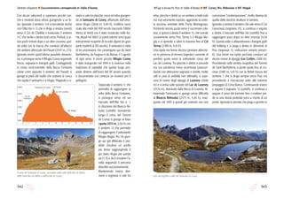 343342
Sentieri d’autore l Escursionismo consapevole in Valle d’Aosta
erba, placche e detriti su un sentiero a tratti esile
ma mai veramente esposto, aggirando la costo-
la rocciosa orientale della Punta Montagnaya.
Perdendo ancora quota verso il successivo cola-
toio, si ignora a destra il sentiero 15, che scende
nuovamente verso Praz Terrey e il Rifugio Ma-
già, e si riprende a salire in traverso fino al Col
Terray (2780 m, 4,10 h).
Una ripida ma breve discesa (prestare attenzio-
ne in presenza di terreno bagnato) consente di
perdere quota verso la sottostante conca del
Lac de Luseney. Tra placche e detriti si procede
ora con pendenza meno accentuata (assecon-
dando con attenzione segnavia e ometti, molto
utili in caso di visibilità non ottimale), si supe-
rano le rovine degli alpeggi di Luseney (2606
m) e si arriva sulle sponde del Lac de Luseney
(2576 m), dominato dalla Becca di Luseney. At-
traversato l’emissario si giunge senza difficoltà
al Bivacco Reboulaz (2575 m, 4,40 h), inau-
gurato nel 1993 e quindi già costruito con una
concezione “contemporanea”, molto diversa da
quella delle storiche strutture in lamiera.
Ignorato a sinistra il sentiero che sale verso il Col
Livourneaz (segnavia 13), si continua a seguire
a destra il tracciato dell’Alta Via (cartelli) fino a
raggiungere poco dopo un altro crocevia (4,50
h). Questa volta si abbandonano i triangoli gialli
del trekking e si piega a destra in direzione di
Praz (segnavia 13, indicazioni sempre presen-
ti). Una breve ma ripida picchiata conduce ad
alcune rovine di alpeggi (Les Crottes, 2389 m).
Procedendo sulla sinistra orografica del Torrent
de Saint Barthélemy si perde quota fino al cro-
cevia (2189 m, 5,10 h) con la flebile traccia del
sentiero 1 che si dirige sempre verso Praz ma
procedendo a mezzacosta sotto alle estreme
propaggini di Cima Bianca. Continuando invece
a seguire il segnavia 13 (cartelli), si continua a
seguire il corso del torrente fino a mettere pie-
de su una strada poderale poco a monte di un
ponte. Ignorata la sterrata che piega a gomito in
Con alcuni saliscendi si superano piccole con-
che e modesti dossi erbosi giungendo a un bi-
vio. Ignorato il sentiero 11A (coincidente anche
con l’Alta Via n. 1) che si dirige a sinistra (ovest)
verso il Col de Chaléby e tralasciato il sentiero
11C che svolta a destra (est) verso Porliod, si ar-
riva pochi minuti dopo a un altro crocevia, que-
sta volta con la traccia che conduce all’attacco
del sentiero attrezzato del Passet (2547 m, 2 h).
Ignorata anche quest’ultima possibile deviazio-
ne, si prosegue verso il Rifugio Cuney seguendo
frecce, segnavia e triangoli gialli. Costeggiando
la cresta nord-orientale della Becca Fontaney
(dove corre appunto il sentiero del Passet) si
giunge ai piedi del risalto che sostiene la conca
che ospita il santuario e il rifugio. Piegando a si-
nistra si sale tra placche, rocce ed erba giungen-
do al Santuario di Cuney, affiancato dall’omo-
nimo rifugio (2656 m, 2,40 h). L’edificio sacro
risale alla metà del XVII secolo (secondo l’Abbé
Henry al 1650) ma è stato ricostruito nelle for-
me attuali nel 1869. Le pareti interne sono quasi
interamente ricoperte di ex-voto dipinti (in gran
parte risalenti al XIX secolo). Il santuario è meta
di tre processioni, che convergono qui da Saint
Barthélemy, da Torgnon e da Bionaz, il 5 agosto
di ogni anno. Il vicino piccolo Rifugio Cuney
è stato inaugurato nel 1994 e si inserisce nella
tradizione di ospitalità che questo luogo pos-
siede almeno dall’inizio del XX secolo quando
è documentato con certezza un ricovero per il
pellegrini.
Tralasciato il sentiero 11 che
permette di raggiungere la
vetta della Becca Fontaney,
si prosegue verso est sul
tracciato dell’Alta Via n. 1
in direzione del Bivacco Re-
bulaz (cartelli). Scendendo
lungo il corso del Torrent
de Cuney si giunge al bivio
(quota 2572 m, 2,50 h) con
il sentiero 12 che permette
di raggiungere il sottostante
Rifugio Magià. Per chi giun-
ge qui già affaticato è pos-
sibile chiudere un anello
più breve raggiungendo il
già citato rifugio per questa
via (1 h) e da lì chiudere l’a-
nello seguendo il percorso
descritto successivamente.
Mantenendo invece dire-
zione e segnavia si sale tra
Rifugi e bivacchi fissi in Valle d’Aosta l Rif. Cuney, Biv. Reboulaz e Rif. Magià
0 4 6 21,28 10 12 14 18162
2000
2400
1800
2200
2600
2800
Tsa de
Fontaney
Rif. Magià
Lac de Luseney
Col TerraySantuario di Cuney
In vista del Santuario di Cuney, sovrastato dalle vette della Bec du Merlo,
della Petite Bec du Merlo e dell’Ermite de Cuney. Uno dei laghetti a valle del Santuario di Cuney.
 