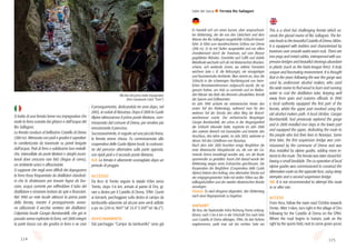 114 115
Sentieri d’autore l Ferrate dell’Alto Garda
Es handelt sich um einen kurzen, aber anspruchsvol-
len Klettersteig, der die von den Gletschern und dem
Wasser des Rio Sallagoni ausgehöhlte Schlucht hinauf-
führt. Er führt zum wunderschönen Schloss von Drena
(380 m). Er ist mit Stufen ausgestattet und vor allem
charakterisiert durch die Traversen, auf vom Wasser
geglätteten Wänden. Eisentritte und Griffe und stabile
Metallseile wechseln sich ab mit tibetanischen Brücken;
schöne, sich weitende Zonen, wo seltene Farnarten
wachsen (wie z. B. die Rehzunge), ein einzigartiges
und faszinierendes Ambiente. Man nimmt an, dass die
Schlucht in der schwierigen Nachkriegszeit von heim-
lichen Branntweinbrennern aufgesucht wurde, die sie
genutzt haben, um Holz zu sammeln und im fließen-
den Wasser das Rohr des Brenners abzukühlen, fernab
der Spione und Zollbeamten.
Im Jahr 1990 sicherte ein einheimischer Verein den
ersten Teil des Klettersteigs, während man für den
weiteren Teil der Strecke den alten Weg der Brannt-
weinbrenner nutzte. Der einheimische Bergsteiger
Giorgio Bombardelli, der schon in der Vergangenheit
die Schlucht erkundet hatte, ergänzte im Jahr 2000
den unteren Bereich mit Eisenstufen und kreierte den
Anschluss; drei Jahre später, im Jahr 2003, widmete er
diesen Teil den Gefallenen von Nassiriya.
Nach dem Jahr 2000 brachten einige Bergführer die
erste tibetanische Hängebrücke an, die von der Ge-
meinde Drena beauftragt worden war, um die Route
spannender zu gestalten. Kurze Zeit darauf wurde der
Klettersteig wegen eines Erdrutsches geschlossen. Die
Kooperative der Bergführer (Cooperativa delle Guide
Alpine) bekam den Auftrag, eine alternative Strecke auf
der entgegengesetzten Seite mit steilen Tritten aus Me-
tallbügeln/stiften und der zweiten tibetanischen Brücke
anzulegen.
Hinweis: Es wird dringend abgeraten, den Klettersteig
nach einer Regenperiode zu begehen.
ANFAHRT
Ab Arco die Staatsstraße 45bis Richtung Trento entlang-
fahren; nach 5 bis 6 km in der Ortschaft Dro nach links
zum Castello di Drena abbiegen, SP84. An den Kehren
angekommen, parkt man auf der rechten Seite am
This is a short but challenging ferrata which as-
cends the glacial ravine of Rio Sallagoni. The fer-
rata leads to the beautiful Castello di Drena 380m.
It is equipped with ladders and characterised by
traverses over smooth water-worn rock. There are
iron pegs and metal cables, interspersed with sus-
pension bridges and beautiful clearings abundant
in plants (such as the harts-tongue fern). A truly
unique and fascinating environment. It is thought
that in the years following the war the gorge was
used by undercover alcohol makers, who used
the wide ravine to find wood to burn and running
water to cool the distillation tube, keeping well
away from spies and customs officials. In 1990
a local authority equipped the first part of the
ferrata, whilst the upper part involved using the
old alcohol makers path. A local climber, Giorgio
Bombardelli, had previously explored the gorge
and in 2000 installed iron steps in the lower part
and equipped the upper, dedicating the route to
the people who lost their lives in Nasiryya. Some
time later, the first suspension bridge was com-
missioned by the commune of Drena and was
thus installed by alpine guides, adding more in-
terest to the route. The ferrata was later closed fol-
lowing a small landslide. The co-operative of local
alpine guides was commissioned to construct the
alternative route on the opposite face, using steep
stemples and a second suspension bridge.
NB. It is not recommended to attempt this route
in or after rain.
ACCESS
From Arco, follow the main road SS45bis towards
Trento. After 5-6km, turn right in the village of Dro
following for the Castello di Drena on the SP84.
Where the road begins to hairpin, park on the
right by the sports field, next to some green picnic
Si tratta di una ferrata breve ma impegnativa che
risale la forra scavata dai ghiacci e dall’acqua del
Rio Sallagoni.
La ferrata conduce al bellissimo Castello di Drena
(380 m). Attrezzata con pioli e gradini è soprattut-
to caratterizzata da traversate su pareti levigate
dall’acqua. Pioli di ferro e solidissime funi metalli-
che, intervallate da ponti tibetani e slarghi incan-
tevoli dove crescono rare felci (lingue di cervo),
un ambiente unico e affascinante.
Si suppone che negli anni difficili dei dopoguerra
la forra fosse frequentata da distillatori clandesti-
ni che la sfruttavano per trovare legna da bru-
ciare, acqua corrente per raffreddare il tubo del
distillatore e rimanere lontani da spie e finanzieri.
Nel 1990 un ente locale attrezzò la prima parte
della ferrata, mentre il proseguimento avven-
ne utilizzando il vecchio sentiero dei distillatori.
L’alpinista locale Giorgio Bombardelli, che già in
passato aveva esplorato la forra, nel 2000 integrò
la parte bassa con dei gradini in ferro e ne creò
il proseguimento, dedicandola tre anni dopo, nel
2003, ai caduti di Nassiriya. Dopo il 2000 le Guide
Alpine attrezzarono il primo ponte tibetano, com-
missionato dal comune di Drena, per rendere più
emozionante il percorso.
Successivamente, in seguito ad una piccola frana,
la ferrata venne chiusa. Fu commissionata alla
cooperativa delle Guide Alpine locali, la costruzio-
ne del percorso alternativo sulla parte opposta,
con ripidi pioli e il secondo ponte tibetano.
N.B. La ferrata è altamente sconsigliata dopo un
periodo di pioggia.
ACCESSO
Da Arco di Trento seguire la statale 45bis verso
Trento, dopo 5-6 km, arrivati al paese di Dro, gi-
rare a destra per il Castello di Drena, SP84. Giunti
ai tornanti, parcheggiare sulla destra al campo da
tamburello adiacente ad alcune aree verdi adibite
a pic nic (210 m, N45° 58’ 23.4” E 010° 56’ 06.2”).
AVVICINAMENTO
Dal parcheggio ”Campo da tamburello” sono già
Valle del Sarca l Ferrata Rio Sallagoni
Alla fine del primo tratto impegnativo
(foto Giampaolo Calzà “Trota”)
 