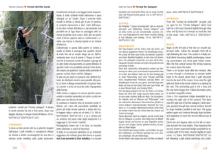 117
Sportplatz (ein Tamburello-Platz), der an einige Grünflä-
chen mit Picknick-Tischen grenzt. 210 m, N45°58‘23.4”
E010°56‘06.2”.
ZUSTIEG
Am Parkplatz ”Campo da tamburello” gibt es Ausschil-
derungen zum Klettersteig “Ferrata Sallagoni” und
sie leiten rechts auf der Schotterstraße zwischen Oli-
ven- und Feigenbäumen nach einem leichten Abstieg
in fünf Minuten zum Einstieg. 170 m, N45°58‘12.2”
E010°56‘03.9” (10‘).
WEGVERLAUF
Der Steig beginnt auf der linken Seite des Bachs, auf
vom Wasser geglätteten Platten. Die Metallbügel verlau-
fen schräg von links nach rechts und werden zusätzlich
von einem Metallseil begleitet, an dem man sich sichern
kann. Die anfänglich senkrechte und dann leicht über-
hängende Strecke erfordert auf jeden Fall große Vorsicht
und einige Schritte.
Nach dem senkrechten Anfangsstück verläuft der Klet-
tersteig vor allem quer, in konstanter Exponiertheit etwa
10 m über dem Wasser. Nach nur 10’ vom Einstieg gibt
es einen Notausstieg, nach einer Passage unterhalb
eines eingeklemmten Felsblocks (wenige Meter auf
Metallbügeln hinauf bis zum gleich oberhalb liegenden
Wald, wo man auf der linken Seite eine Spur findet, die
in einer Minute hinab zum Einstieg führt).
Der Quergang verlagert sich von der linken zur rechten
Wand und führt über einige dutzend Meter weiter, bis
an eine weite, breitere Stelle am Bach. Das bezaubern-
de Gelände, reich an Pflanzen und “Rehzungen”, und
die zahlreichen dekorativen Steinmännchen geleiten zu
einem weiteren beeindruckenden Abschnitt der Tour,
einer ca. 15 m langen tibetanischen Brücke (man kann
sie meiden indem man die rechte Seite des Canyon auf
Stufen hochsteigt).
Dieser Abschnitt macht es möglich, auf die rechte Seite
des rio Sallagoni zu queren. Jetzt steigt man an Metall-
bügeln hinauf und kommt an zwei Engstellen vorbei,
die von zwei riesigen Steinen gebildet werden, die par-
allel zur Wand liegen.
Die Schlucht wird erneut breiter, und inmitten von gro-
ßen Felsblöcken und Pflanzen gelangt man zum zwei-
ten schwierigen Teil des Klettersteigs.
Auf der linken Seite steigt man jetzt mit Hilfe von Metall-
areas. 210m, N45°58’23.4” E010°56’06.2”.
APPROACH
From the “Campo da tamburello” car-park, pick
up signs for the “Ferrata Sallagoni” which lead
right on a dirt road. Descend slightly through olive
vines and fig trees for 5 minutes to reach the start
of the route. 170m, N45°58’12.2” E010°56’03.9”
(10’).
ROUTE
Begin on the left side of the river on smooth wa-
ter-worn slabs. Follow the stemples from left to
right following the wire. This section is initially ver-
tical before becoming slightly overhanging, requir-
ing concentration and some quite reachy moves.
After the first vertical section the ferrata traverses
ten metres above the water.
There is an escape route after ten minutes, after
a move through a chockstone (a stemple ladder
leads to the woods above then a path descends
back to the start of the route). Cross onto the right
wall and climb a few dozen metres to a clearing by
the river. This enchanting spot is rich is flora and
the rare harts-tongue fern. Follow decorative cairns
to another enjoyable section.
Cross a 15m suspension bridge (avoidable by as-
cending the right side of the canyon). This leads
onto the right side of the Rio Sallagoni. Climb stem-
ples, passing through two narrow sections formed
by huge boulders parallel to the face. The gorge
widens again and continue through large boulders
and vegetation to reach the second difficult part of
the route.
Climb wet and slippery slabs on the left on stem-
ples and wire for a few metres. Then traverse to the
second, shorter suspended bridge (avoidable by as-
cending right of the river). Ascend slightly to reach
a fork. 1 h, 300m, N45°58’08.8” E010°56’17.0”. Go
left following a path below overhangs and contin-
116
Sentieri d’autore l Ferrate dell’Alto Garda
evidenti i cartelli per “Ferrata Sallagoni”. A destra
la strada sterrata tra ulivi e fichi porta, dopo una
leggera discesa, in cinque minuti all’attacco 170 m,
N45°58’12.2” E010°56’03.9” (10’).
ITINERARIO
Si inizia sul lato sinistro del rio su placche levigate
dall’acqua. I pioli metallici si susseguono obliqui
da sinistra a destra accompagnati da una tesa e
robusta corda metallica sulla quale assicurarsi.
Inizialmente verticale e poi leggermente strapiom-
bante, il tratto richiede molta attenzione e passi
obbligati un po’ lunghi. Dopo il verticale tratto
iniziale la ferrata si snoda per lo più in traverso,
in costante esposizione a dieci metri dall’acqua.
A soli dieci minuti dall’attacco è già presente una
possibile via di fuga dopo un passaggio sotto un
masso incastrato (una scala a pioli sale per pochi
metri al bosco appena sopra e, continuando a si-
nistra una traccia in discesa riporta in un minuto
all’attacco).
L’attraversata si sposta dalla parete di sinistra a
quella di destra e prosegue per qualche decina
di metri fino ad un ampio slargo sul rio. Nell’in-
cantevole area, ricca di piante e ”lingue di cervo”
nonché di numerosi ometti decorativi si giunge ad
un altro tratto entusiasmante, un ponte tibetano di
quindici metri circa (evitabile salendo il lato destro
del canyon per gradoni). Questo tratto permette di
passare sul lato destro del Rio Sallagoni.
Si sale ora per pioli e si passano due strettoie for-
mate da altrettanti enormi sassi paralleli alla pare-
te. La forra si allarga nuovamente e tra grossi mas-
si e piante si arriva al secondo tratto impegnativo
della ferrata.
Sulla sinistra si salgono ora alcune placche spesso
umide e scivolose aiutandosi con pioli e corda me-
tallica per una decina di metri.
Si continua in traverso fino al secondo ponte ti-
betano, più corto del precedente (evitabile da
prima del tratto ferrato salendo a destra del rio).
In leggera salita si arriva ad un bivio (1 h, 300 m,
N45°58’08.8” E010°56’17.0”), si va a sinistra per
un sentiero che passa sotto degli strapiombi e si
raggiunge in 20 minuti il castello.
Proseguendo invece per il rio inizia un secondo
tratto (dedicato ai caduti di Nassiriya).
Si tratta di un percorso alpinistico in un ambiente
suggestivo che richiede passo ben fermo in quanto
non è più presente la fune metallica: ci si muove
Valle del Sarca l Ferrata Rio Sallagoni
 
