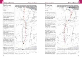 FPARETE DI PRIMOLANO PARETE DI PRIMOLANOPARETE SUD OVEST PARETE SUD OVEST
42
MILENA GALLINA
Sviluppo: 115 m (4 L)
6c+, A0 S2 S
B. Filippini, L. Gazzola
02/04/1995
Interessante via in placca che cor-
re a destra della Pavin, la interseca
a circa metà parete ed esce diretta-
mente sul pilastro superiore.
Nonostante la roccia compatta, l’ar-
rampicata è talvolta disturbata dalla
presenza di lichene.
Attacco dal basso Come per la via
Gaia fno alla nicchia, poi per esile
cengia verso sinistra e per rocce
rotte alla base del primo tiro.
Data la presenza della cava al mo-
mento questo accesso è insicuro e
poco consigliabile.
Compatibilmente con lo sviluppo
della cava stessa è in previsione la
futura attrezzatura di un nuovo ac-
cesso dal basso.
Attacco dall’alto Al maggio 2011
è consigliabile attaccare la via ca-
landosi dall’alto. Necessaria doppia
corda da 60 metri.
Entrati nel forte di Primolano risalire
la scalinata a destra ﬁno alla prima
uscita, raggiungendo una strada
sterrata che si segue a sinistra (se il
cancello è chiuso lo si può aggirare
usufruendo di una ﬁnestra verso
valle). Percorrere la stradina lascian-
do sulla destra due case. Subito
dopo si attraversa un prato e si rag-
giunge una traccia che si segue bre-
vemente, arrivando agli alberi di
calata di Gaia dopo 7/8 minuti
dall’auto; continuare per altri 35/40
metri circa raggiungendo la parten-
za delle doppie (bolli e indicazioni).
Discesa Usciti nel bosco sommitale
si segue una traccia verso destra.
Dopo pochi minuti si raggiunge
una casa che si lascia sulla sinistra
e subito dopo una seconda casa in
corrispondenza di una stradina ster-
rata che si percorre brevemente ﬁno
a raggiungere un arco del forte di
43
GIUSEPPE PAVIN
Sviluppo: 125 m (4 L)
6c o 5c, A1 S2 S
U. Marampon, R. Campana
Marzo 1985
Splendida via che supera inizialmen-
te il diedro giallo ben visibile dalla
scuola di via Capovilla e obliqua poi
intelligentemente verso destra in
direzione di un diedrino grigio che
permette di uscire nel bosco termi-
nale. Fantastica la seconda lunghez-
za su conformazioni rugose.
Attacco dal basso Come per la via
Gaia fno alla nicchia, poi per esile
cengia verso sinistra e per rocce
rotte alla base del primo tiro.
Data la presenza della cava al mo-
mento questo accesso è insicuro e
poco consigliabile.
Compatibilmente con lo sviluppo
della cava stessa è in previsione la
futura attrezzatura di un nuovo ac-
cesso dal basso.
Attacco dall’alto Al maggio 2011
è consigliabile attaccare la via ca-
landosi dall’alto. Necessaria doppia
corda da 60 metri.
Entrati nel forte di Primolano risalire
la scalinata a destra ﬁno alla prima
uscita, raggiungendo una strada
sterrata che si segue a sinistra (se il
cancello è chiuso lo si può aggirare
usufruendo di una ﬁnestra verso
valle). Percorrere la stradina lascian-
do sulla destra due case. Subito
dopo si attraversa un prato e si rag-
giunge una traccia che si segue bre-
vemente, arrivando agli alberi di
calata di Gaia dopo 7/8 minuti
dall’auto; continuare per altri 35/40
metri circa raggiungendo la parten-
za delle doppie (bolli e indicazioni).
Discesa Uscitinelboscosommitalesi
segue una traccia verso destra.Dopo
pochi minuti si raggiunge una casa
che si lascia sulla sinistra e subito
dopo una seconda casa in corrispon-
denza di una stradina sterrata che si
percorre brevemente ﬁno a raggiun-
6a
6a
6a
6a
6c+
6b
6b
6b
6b+
6b+
6c
7a
cava
30 m
25 m
25 m
35 m
6a+
6a
6a
6a
6a
6c+
6b
6b
6b
6b+
5c
5c
5b
cava
25 m
40 m
40 m
30 m
30 m
sosta su albero
per chi esce dalla via
catena
per calata
F
Primolano. Entrare nel forte (se il
cancello è chiuso lo si aggira sulla
destra scavalcando un muretto ed
entrando da una feritoia) e scen-
dere la scalinata che conduce ad un
tornante della strada per Primolano
che si segue ﬁno al paese. (20/25
minuti).
gere un arco del forte di Primolano.
Entrare nel forte (se il cancello è
chiuso lo si aggira sulla destra sca-
valcando un muretto ed entrando da
una feritoia) e scendere la scalinata
che conduce ad un tornante della
strada per Primolano che si segue
ﬁno al paese. (20/25 minuti).
98 99
 