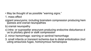 Anterior cerebral circulation aneurysm./ | PPTX