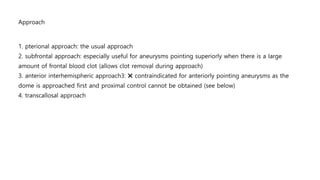 Anterior cerebral circulation aneurysm./ | PPTX