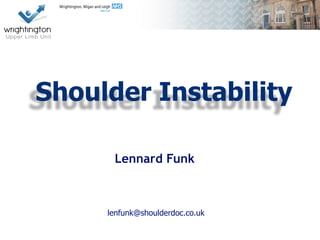 Lennard Funk
Shoulder Instability
lenfunk@shoulderdoc.co.uk
 
