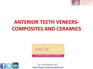 ANTERIOR TEETH VENEERS-COMPOSITES AND CERAMICS For more details visit  http://www.smilecareworld.com 