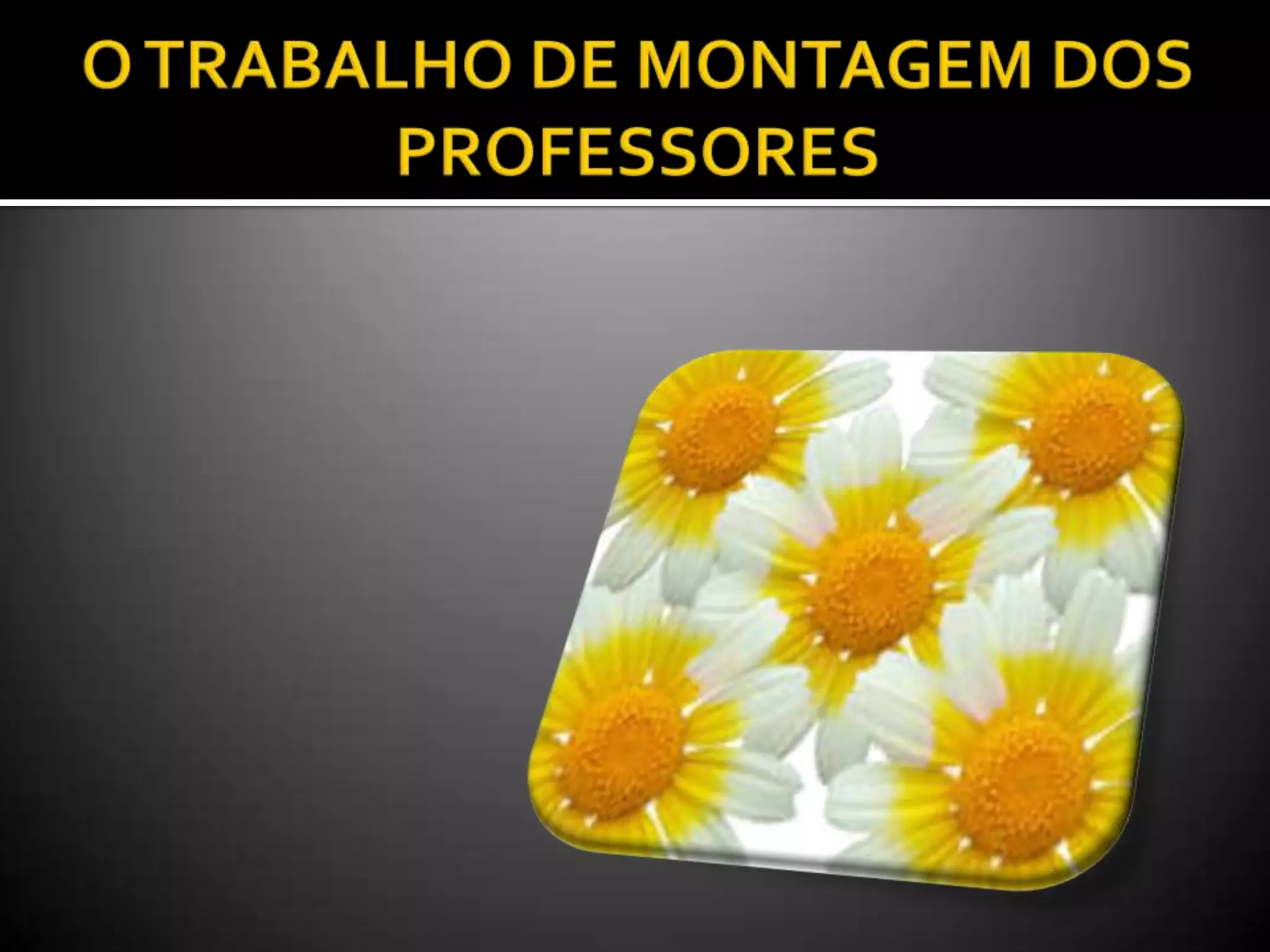 O TRABALHO DE MONTAGEM DOS PROFESSORES