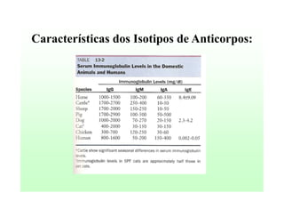 Características dos Isotipos de Anticorpos:

 