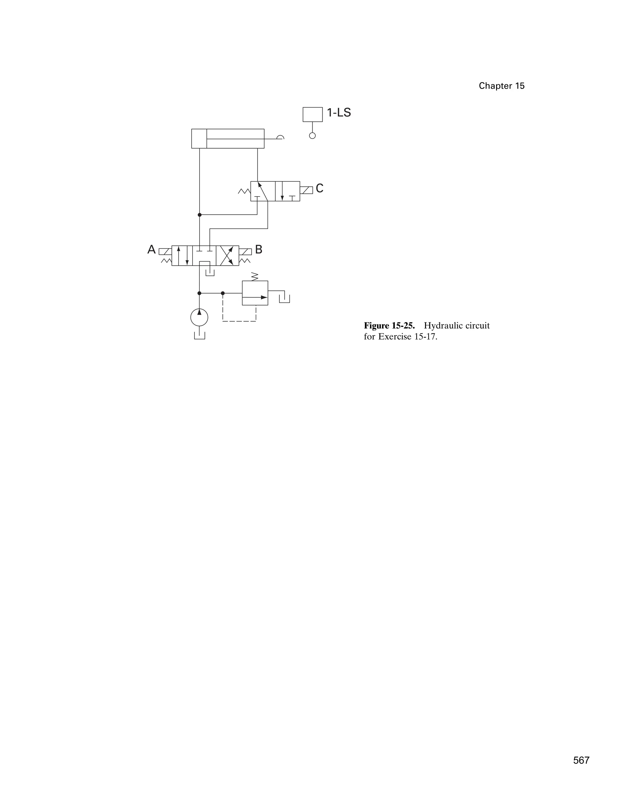 Chapter 15
1-LS
C
B
A
Figure 15-25. Hydraulic circuit
for Exercise 15-17.
567
 