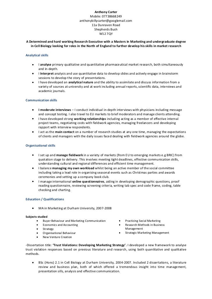 Research manager resume