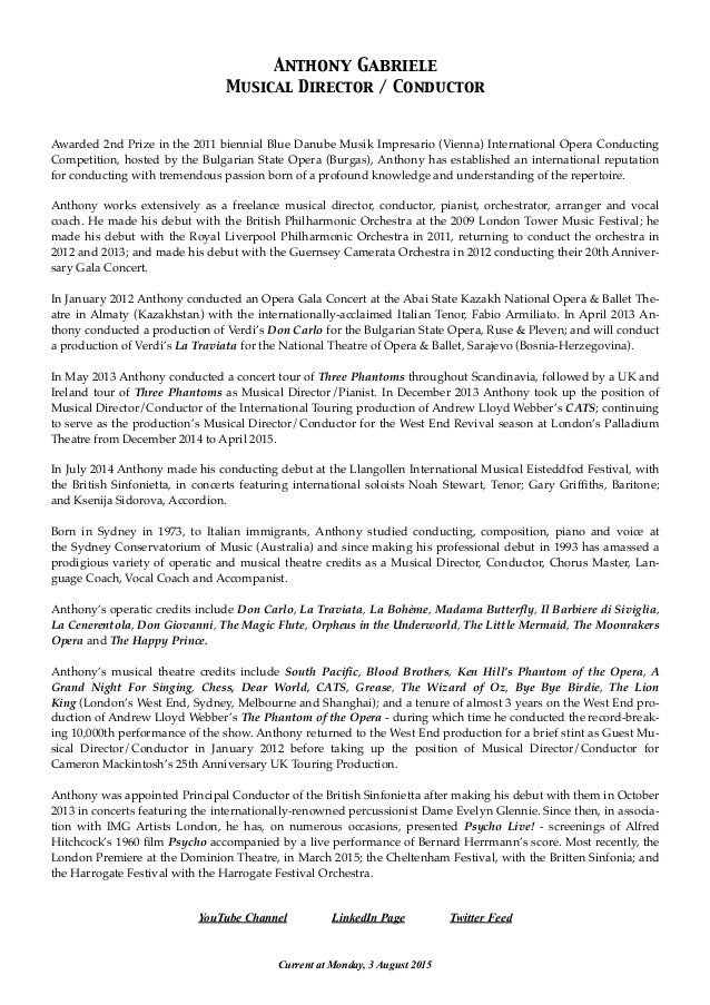 Anthony Gabriele Biography August 2015