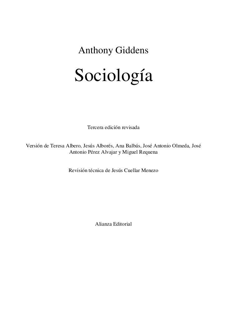 Anthony Giddens Sociologia Resumo Por Capitulos