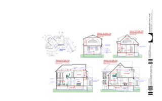 ARCHITECTUREresidential
DATE &
PHASE
PROJECT
SHEET No.
STEPHENCLUGGISH,Architect,
3101ChurchillRd.,Raleigh,N.C.27607PHONE/FAX:919-510-9477
WEB:www.residentialarchitecture.netEMAIL:info@residentialarchitecture.net
REITZRESIDENCE
LOT16&17atSEATRACE&HOLLYLANE
MOREHEADTOWNSHIP,CARTARETCOUNTY
1.12/11/2004SITEPLAN
2.2/8/2004PRECONSTRUCTIONSET
3.2/26/2004PERMIT&CONSTRUCTIONSET
4.
5.
2'-6"
14'-0"
FLUSH UP BEAM
TIES
DROP BEAM
DROP GIRDER
DROP STEEL
ARCH WINDOW OVER ENTRY
SKYLIGHTS
2X6 WALL
DINING
BALCONY
DECK
COVERED
ENTRY
PROFILE SECTIONS ARE FOR VISUAL REFERENCE
AND HEIGTH RELATIONSHIPS. FIND SPECIFIC NOTES
ON RESPECTIVE PLANS.
PROFILE SECTION PS5
ATTIC
CRAWL SPACE
GUEST BEDRM
PARLOR/STAIR
CASED DROP BEAM
FLUSH UP BEAM
FLUSH UP BEAM
20'-0"
8'-6"
1'-4"
5'-0"
ARCH WINDOW OVER ENTRY
FLUSH BEAM UP
FLUSH BEAM UP
DROP BEAMS
DBL JSTS
CANTILEVER JSTS ABOVE
FLUSH BEAM UP
2X6 FRAME WALLS
2X8 FRAME WALLS
ATTIC
CRAWL SPACE
PARLOR/STAIR
PROFILE SECTIONS ARE FOR VISUAL REFERENCE
AND HEIGTH RELATIONSHIPS. FIND SPECIFIC NOTES
ON RESPECTIVE PLANS.
PROFILE SECTION PS6
MEDIA RM
DINING CASED DROP BEAM
10'-11/2"
11'-6"
CASED DROP PORCH BEAM
RAISED CEIL OVER TUB
CRAWL SPACE
M.CLOS
M. BATH
PROFILE SECTIONS ARE FOR VISUAL REFERENCE
AND HEIGTH RELATIONSHIPS. FIND SPECIFIC NOTES
ON RESPECTIVE PLANS.
PROFILE SECTION PS7
EXERCISE
0"
-2'
10'-41/2"
8'-8"
2'DEEP FALSE ACRCH
OVER GARAGE DOORS
FLUSH BEAM
CANTILEVER ENG JSTS
DROP BEAM
GARAGE FLOOR ELEVATION
MAY VARY
GARAGE SLAB-
PITCH TO DOOR
2X6 FRAME WALLS IN GARAGE
PROFILE SECTIONS ARE FOR VISUAL REFERENCE
AND HEIGTH RELATIONSHIPS. FIND SPECIFIC NOTES
ON RESPECTIVE PLANS.
PROFILE SECTION PS8
GARAGE
ATTIC
16" DEEP ENG JSTS
(AT DROP FLOOR ABOVE GARAGE ONLY)
AR
3'-4"11'
ARC
2'-8"
11'
PS7
PS7
PS4
PS4
PS1 PS1
PS5PS5
PS8
PS8
PS6PS6
PS3
PS3
PS2 PS2
PROFILE SECTION
KEY PLAN
A-6.2
 