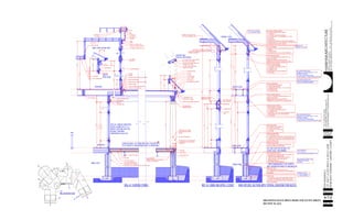 ARCHITECTUREresidential
DATE &
PHASE
PROJECT
SHEET No.
STEPHENCLUGGISH,Architect,
3101ChurchillRd.,Raleigh,N.C.27607PHONE/FAX:919-510-9477
WEB:www.residentialarchitecture.netEMAIL:info@residentialarchitecture.net
REITZRESIDENCE
LOT16&17atSEATRACE&HOLLYLANE
MOREHEADTOWNSHIP,CARTARETCOUNTY
1.12/11/2004SITEPLAN
2.2/8/2004PRECONSTRUCTIONSET
3.2/26/2004PERMIT&CONSTRUCTIONSET
4.
5.
2'-0"6'-10"
8'-6"
1'-6"6'-0"
7'-6"
1'-8"
10'-11/2"
8'-10"1'-31/2"
1'-0"
2'-31/2"
8'-6"
6'-10"
9'-11/2"
1'-4"
7 1/2"
8'-10"
2'-0"
1'-0"
20'-0"
7"
2'-2"
9'-4"PLATEHTABOVEPATIODOOR
10"
5'-6"
1'-2"
3'-0"
9'-2"
12'-8"
1'-10"
9'-11/2"
6'-10"
1'-31/2"
7"
4 1/2"
11"
2'-0"
1'-0"
2'-0"6'-0"
6"
2-2X12 PT HEADER-FLUSH AT BOTTOM
5/4X12 FRIEZE
EXTENSION
ALIGNED TRIM UNDER PORCH
UPPER KNEE WALL
PATIO DOOR
FLAGSTONE
OPTIONAL FALSE CEILING PLANE
TO BE FIELD DETERMINED & SIZED
STEEL DECK & CONCRETE
5/4X12
CENTERLINE OF COL & BEAM
FROM FOUNDATION CONTROL
OUTLINE
POLYCAST STRUCTURAL COL
FLOOR STRUCTURE BAND
HYDRO STOP DECK SURFACE AND FLASHING
1X5 BASE TRIM OVER HYDRO STOP FLASHING
PVC DRIP
SHINGLES
TREATED PLYWOOD
TAPER CUT PT JOISTS-TO 9.25"
DROP STEEL BEAM
ANCHOR BASE PLATE CONNECTING 6X6
TO FOUNDATION AS SELECTED WITH
CONTRACTOR
OPTIONAL 4" BLOCK SUPPORT WALL FOR FOR STEEL ANGLE
L 5X3.5 ANGLE (WHERE REQ'D
SEE PLAN) BOLTED TO BAND OR
CONC/DECK/ANGLE
REQUIRES ANCHORAGE TO BOND BEAM
*METHOD TO BE APPROVED
NON SPECIFIC SECTION WITH TYPICAL CONSTRUCTION NOTESWS7 @ LIVING RM OPEN 2 STORY
LOW WALL PLATE
BREAKFAST
NOTE ALL SIMILAR CONDITIONS-
ACTUAL GLAZING HT IS 1'-6+"
ABOVE FLOOR AND DOES NOT
REQUIRE TEMPERING-
CONFIRM WITH LOCAL CEO
**WATER MANAGEMENT TO BE VERIFIED
WITH CONTRACTOR PRIOR TO CONSTRUCTION
MAIN FLOOR
SEE FDN PLAN FOR FDN WALL HTS-
DO NOT SCALE THIS DRAWING
UPPER FLOOR
CRAWL SPACE
SMALL OPEN CEILING AREA
WS6 @ COVERED PORCH
PLAN (AT EACH ANGLE)
SUPPORT WALL
CRAWL SPACE
BEDROOM
EAVE AT
PATIO DOOR
COVERED PORCH- SET STRUCTURE FOR 4" BELOW FIN FL
PITCH CONCRETE FROM PERIMETER UP TO BREAK WALL
MAIN FLOOR ASSEMBLY:
*3/4" ADVANTEK FLOOR SHEATHING
*R-19 MIN FLOOR INSULATION
*14" ENG JOISTS @ 16" OC-SEE PLAN
*14" ENG BAND
FOUNDATION BELOW GRADE:
*10" BLOCK FROM FTG TO GRADE(OR SEE FDN PLAN FOR
OTHER BLOCK DIMENSION REQUIREMENTS
FOUNDATION ABOVE GRADE:
*2X10 TREATED WALL PLATE
*1/2" DIA ANCHOR BOLTS EMBEDDED 7" MIN IN MASONRY @6' OC
*8" CONCRETE BLOCK TYPICAL- SEE FDN PLAN FOR EXCEPTIONS
*2" STONE VENEER TO BE INSTALLED WITH FOUNDATION BEFORE
FLOOR DECK INSTALLATION
5/8 CURVED CASING (SHEET CUT)
5/8X3 BENT SHADOW LINE DRIP
CONC FOOTING:
*10"DEEP X MIN 24" WIDE 2500 PSI CONTINUOUS CONCRETE FTG
*3#4 REBAR CONTINUOUS MIN 3" ABOVE BOTTOM OF POUR
*BOTTOM OF FTG ON UNDISTURBED EARTH OR ENGINEERED FILL
*MIN 12"BELOW GRADE
CRAWL SPACE FLOOR:
*SEE FOUNDATION PLAN FOR ANY UTILITY SLAB
*SEE FOUNDATION PLAN FOR VENTILATION & VAPOR BARRIER 
REQUIREMENTS
WATER MANAGEMENT ASSEMBLY:
*FINISH GRADE AWAY FROM HOUSE WALL AT 5% FOR MIN 6'
**DAMPROOFING ON FOUNDATION WALL
**LANDSCAPE FABRIC BETWEEN GRAVEL AND DIRT FILL
**GRAVEL WITH MIN 6" COVER OVER DRAIN TILE
**CONTINUOUS DRAIN TILE
**MIN 2" GRAVEL BED BELOW DRAIN TILE
HEADER & WINDOW ASSEMBLY:
*2-2X10 TYP STRUCTURAL HEADERS MOUNTED UP- SEE
PLANS FOR EXCEPTIONS
*WINDOW HEAD HEIGHT NOTED ON ELEVATIONS
*WINDOW UNIT TYPE AND SIZE PER PLANS & ELEVATIONS
LOWER FLOOR WALL ASSEMBLY:
*EXTERIOR SIDING PER ELEVATIONS
*TYVEK OR SIMILAR AIR BARRIER
*1/2" EXPOSURE 1 STRUCTURAL SHEATHING
*R-13 MIN INSULATION
*2X4 FRAMING @ 16"OC. SEE PLAN FOR 2X6 WALL EXCEPTIONS
*VAPOR RETARDER PER LOCAL CODE REQUIREMENT
*1/2" SHEETROCK
1X8
2X8 FRAME WALL
ATTIC FLOOR ASSEMBLY
*SUBFLOOR STRUCTURAL SHEATHING WHERE WALKING ACCESS
IS AVAILABLE
*R-30 MIN INSULATION
*2X8 CEILING JOISTS @ 16" OC- 6 12D TO EACH RAFTER
DROP BEAM DETAIL
REMAINS CONSISTENT
PITCHED CONC SLAB
UPPER FLOOR WALL ASSEMBLY:
*TYVEK OR SIMILAR AIR BARRIER
*1/2" EXPOSURE 1 STRUCTURAL SHEATHING
*R-13 MIN INSULATION
*2X4 FRAMING @ 16"OC
*VAPOR RETARDER PER LOCAL REQUIREMENT
*1/2" SHEETROCK
2-2X10 BOX
HDR
PREFINISHED WHITE SOFFIT
UPPER FLOOR ASSEMBLY:
*3/4" ADVANTEK FLOOR SHEATHING
*OPTIONAL SOUND INSULATION
*14" ENGINEERED FLOOR JOISTS @ 16" OC-SEE PLAN
*OSB PERIMETER BAND
1/2" SHEETROCK CEILING
1X5
2 TIER FRIEZE-2X4 FURRING TO BREAK PLANE
HEADER & WINDOW ASSEMBLY:
*2-2X10 TYP STRUCTURAL HEADERS MOUNTED UP- SEE
PLANS FOR EXCEPTIONS
*WINDOW HEAD HEIGHT NOTED ON ELEVATIONS
*WINDOW UNIT TYPE AND SIZE PER PLANS & ELEVATIONS
FASCIA MAINTAINS ELEVATION
2X8 PT RAFTER
ROOF & ROOF OVERHANG ASSEMBLY:
*30 YR ARCHITECTURAL ASPHALTIC SHINGLES
*15# ROOFING FELT
*1/2" EXPOSURE 1 STRUCTURAL SHEATHING
*2X8 #2 SPF RAFTERS @ 16" OC-HURRICANE CLIPS TYPICAL
*2X6 SUBFASCIA
*1X8 FINISH FASCIA
*CONTINUOUS ALUM GUTTER OR 1X4 DRIP TRIM PER CONDITION
*WHITE PREFINISHED SOFFIT WITH CONTINUOUS VENTILATION SYSTEM
*2X FRAMING AS REQ'D FOR SOFFIT SUPPORT
2-2X6 PT 'BEAM'
CONTINUOUS INTERIOR SILL
(HARDWOOD W/APRON)
STONE VENEER
FLAGSTONE
FRIEZE DETAILS REMAINS CONSISTENT
2-2X10 PT 'BEAM
HYDRO STOP 'FLASHING'
CONTINUOUSLY OPEN
1X10 FACE
1X6 CAP
PT WOOD BABY RAIL
2X4 PT ANGLES WALL & BEAM SUPPORT
FOR 2-2X10 & 2-2X6 'BEAMS'
TREATED PLYWOOD WITH HYDRO STOP
FLASHING UP ALL 4 SIDES
PVC SHEET 'SIDING' DOWN OVER
HYDRO STOP FLASHING5/4X6 HEAD TRIM
FLUSH BEAM
CEIL JSTS/INSULATION
DBL RAFTER
2X6 LADDER
CUSTOM ARC WINDOW
NO PLYWOOD SEAM
AT WALL JUNCTURE
CEDAR SHINGLES
PVD DRIP
5/4X6 HEAD TRIM 2X6 FRAME WALL
5/4X6 FRIEZE & WINDOW HEAD TRIM-RIP AS REQ'D FOR
CONTINUOUS ALIGNMENT
5/8" SHEET PVC
2X8 FRAMING
1X8
5/4X5
SHEATHING
5/8X4
5/8X8
5/4X10
BRACKET-3 LAYERS 5/4 THK
RAFTER TIES
LVL FLUSH BEAM
HURRICANE CLIPS
*SIMPSON H2.5 EA RAFTER
FLOOR SHEATHING INSTALLATION:
*MIN NAILING REQUIREMENTS 8d NAILS @6" OC
ALL EDGES & INTERMEDIATE MEMBERS
WALL SHEATHING INSTALLATION:
*8d NAILS AT 6" OC AT PANEL EDGES & 12" OC AT
INTERMEDIATE MEMBERS
*ALL PANEL EDGES REQUIRE BLOCKING
*EXTEND SHEATHING 12" BEYOND CONSTRUCTION JOINTS
LAP AT CEIL JST & RAFTER
*6-12d FACE NAILS SPACED
FTG MIN 10"D X 24"W
*2-#5 BAR CONTINUOUS OR
*3-#4 BAR CONTINUOUS
SEE ANCHORAGE ALTERNATES FROM
FOOTING TO FLOOR DECK S
SECTION WS3
UPLIFT CONNECTION:
*2-2X8 PT PLATES
*NAIL SHEATHING WITH 8d STAGGERED AT 3" OC
WALL SHEATHING INSTALLATION:
*8d NAILS AT 6" OC AT PANEL EDGES & 12" OC AT
INTERMEDIATE MEMBERS
*ALL PANEL EDGES REQUIRE BLOCKING
*EXTEND SHEATHING 12" BEYOND CONSTRUCTION JOINTS
WS3
WS4
WS2
WS1
WS1_SIMILAR
WS6WS5
WS7
WS4
WALL SECTION KEY PLAN
A-7.3
DRAWINGS HAVE BEEN REDUCED TO FIT SHEET
DO NOT SCALE
 