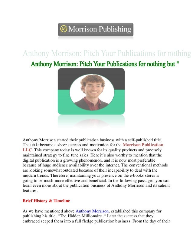 Anthony Morrison Publishing, LLC The Hidden Millionaire
