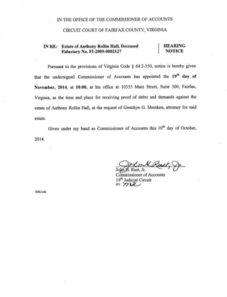 Anthony Rollin Hall Hearing Notice 