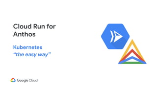 Cloud Run for
Anthos
Kubernetes
“the easy way”
 