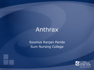 Anthrax
Soumya Ranjan Parida
Sum Nursing College
 
