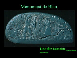 Monument de Blau
Une tête humaine derrière l’homme
debout à droite
 