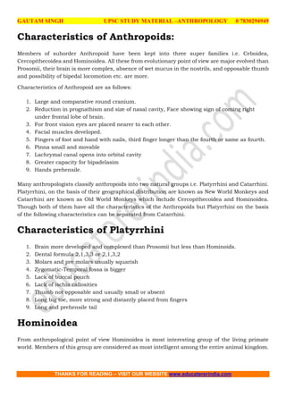 UPSC Anthropology compiled | PDF